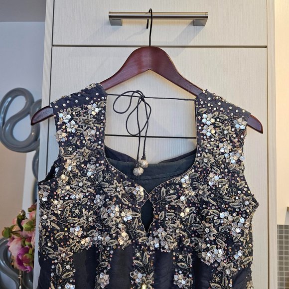 Indian Lengha gun metal grey blue size 10 - Picture 7 of 7